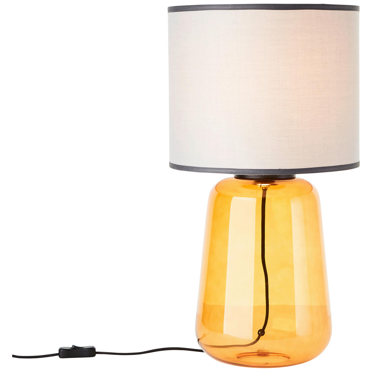 STOLNÁ LAMPA, E27, 30/56,5 cm  - sivá/žltá, Konventionell, textil/sklo (30/56,5cm)