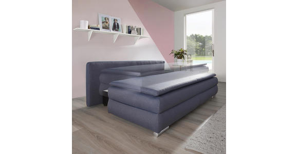 SCHLAFSOFA in Textil Blau, Grau - Blau/Silberfarben, KONVENTIONELL, Kunststoff/Textil (207/94/90cm) - Venda