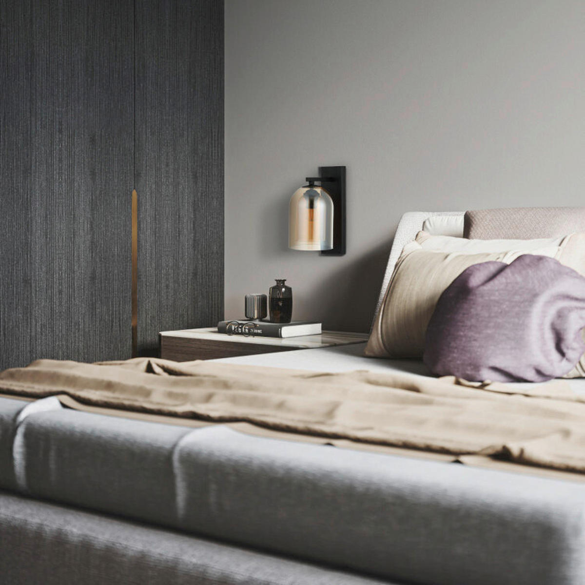 WANDLEUCHTE   - Grau, Design, Glas (31/15/19cm)