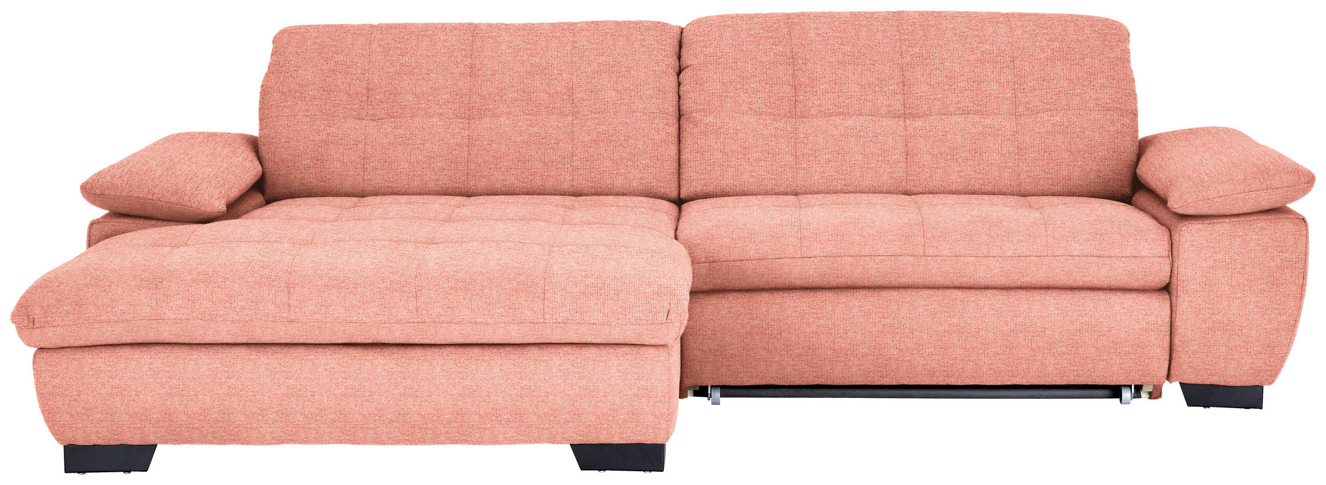 ECKSOFA in Webstoff Koralle  - Koralle/Schwarz, Design, Textil/Metall (180/265cm) - Carryhome