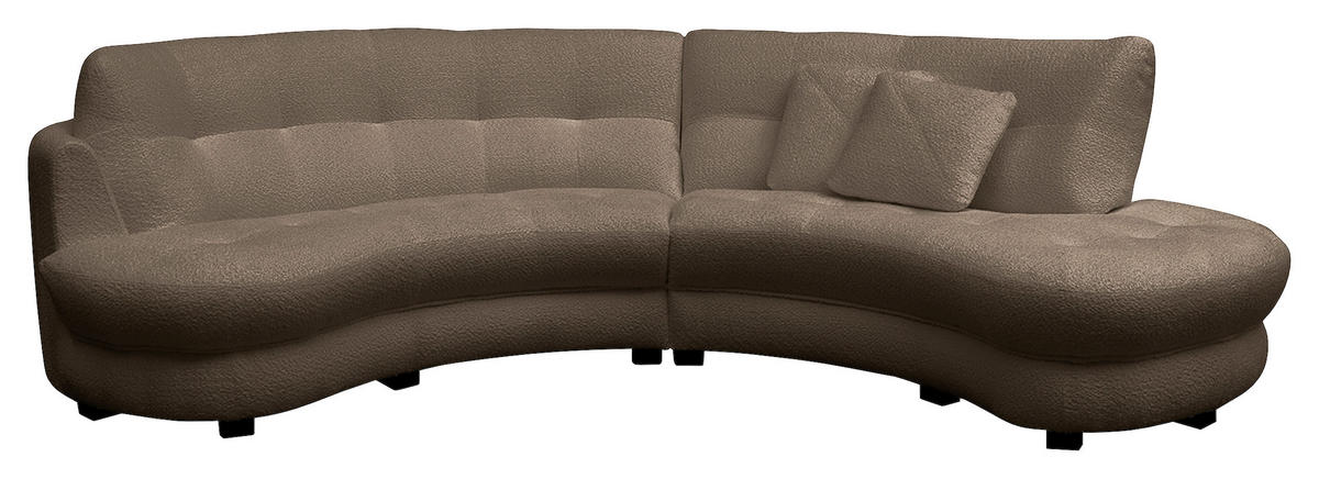 ECKSOFA in Bouclé Braun  - Weiss/Schwarz, Design, Kunststoff/Textil (300/113cm) - Livetastic