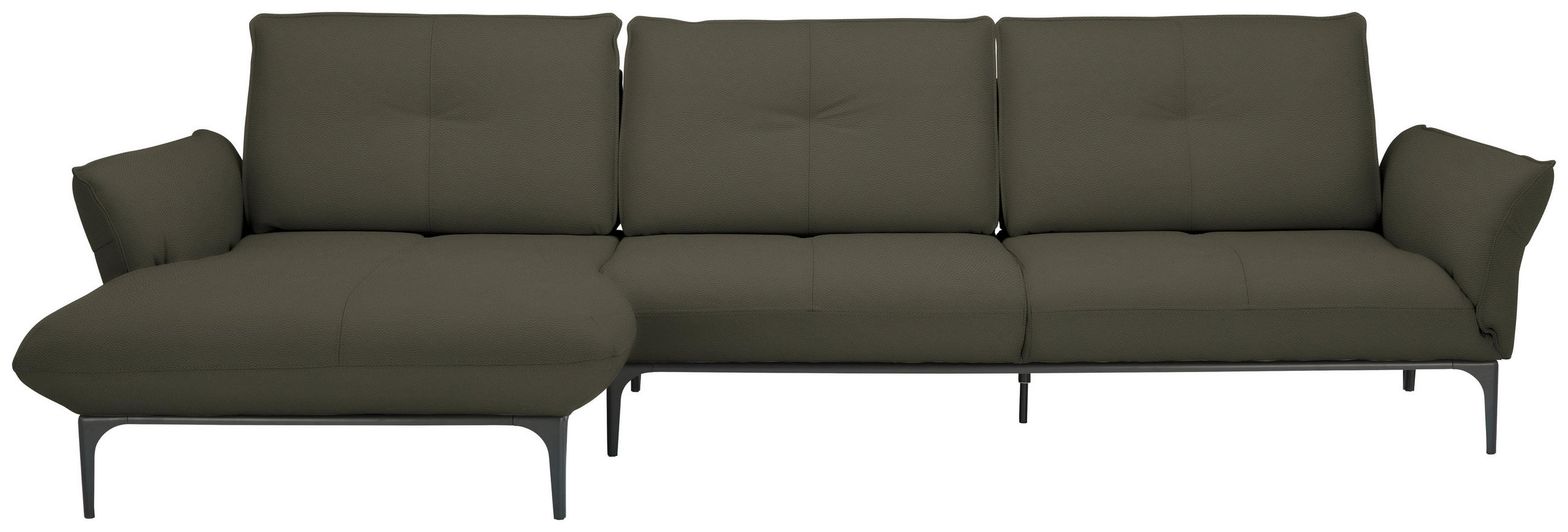 ECKSOFA in Echtleder Dunkelbraun  - Dunkelbraun/Schwarz, Design, Leder/Metall (182/325cm) - Valnatura