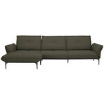 ECKSOFA in Echtleder Dunkelbraun  - Dunkelbraun/Schwarz, Design, Leder/Metall (182/325cm) - Valnatura