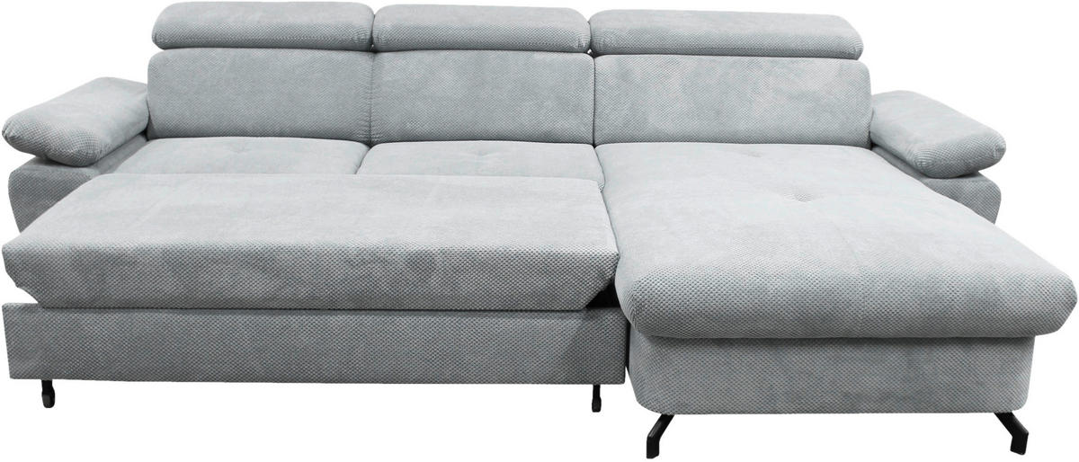 ECKSOFA OMEGA Grau Chenille Zierkissen, Bettkasten  - Schwarz/Grau, Design, Textil/Metall (280/186cm) - MID.YOU