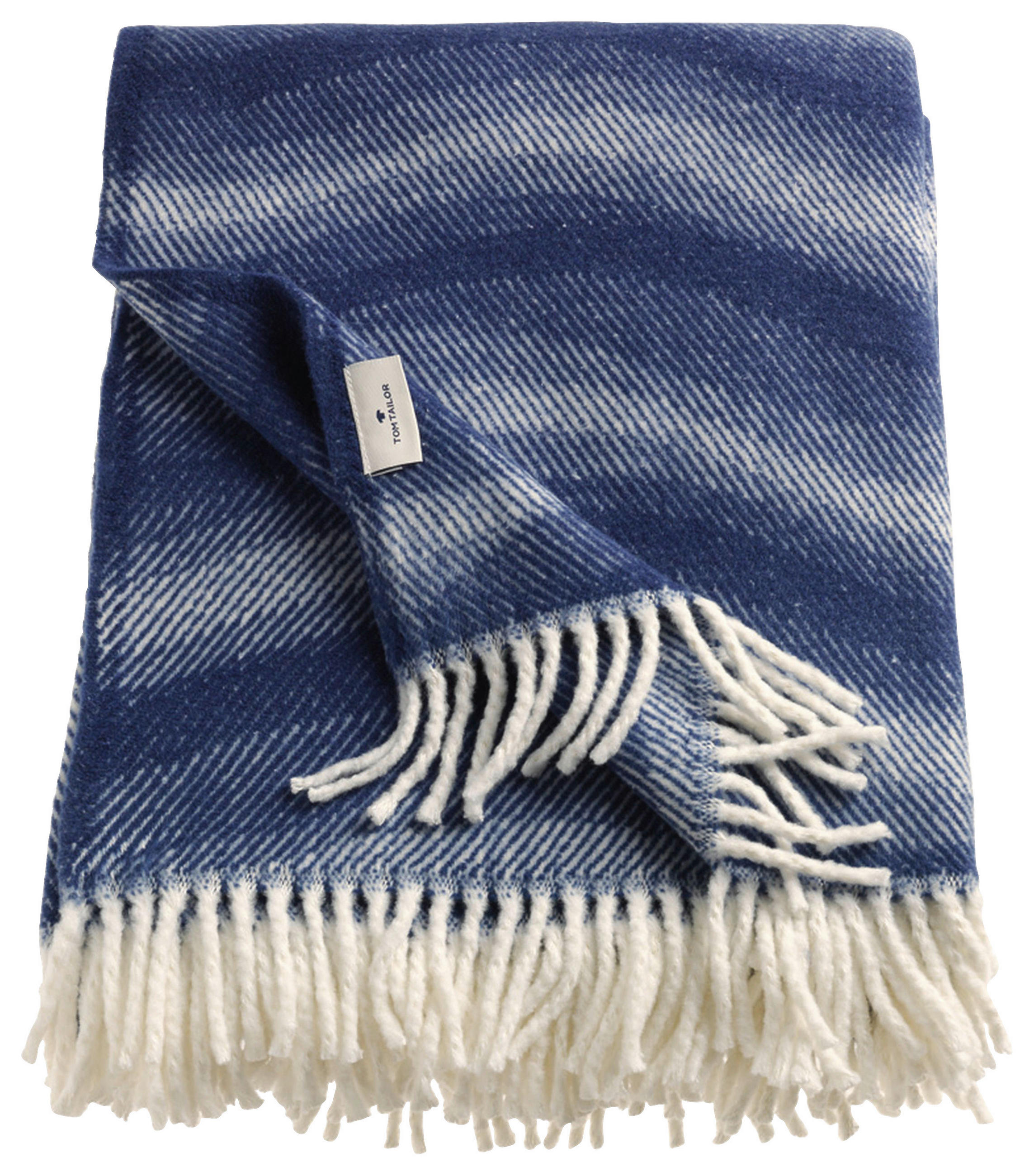 PLÄD 140/200 cm  - blå/cremefärgad, Klassisk, textil (140/200cm) - Tom Tailor