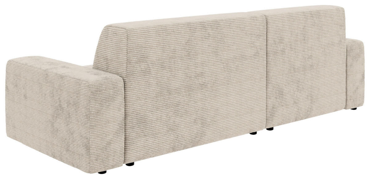 ECKSOFA in Cord Creme  - Creme/Schwarz, Modern, Kunststoff/Textil (162/246cm) - Trendmanufaktur