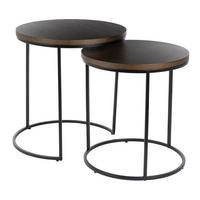 SIDOBORD SET i trä, metall 45/50/45/50/49/54 cm  - brun/svart, Design, metall/trä (45/50/45/50/49/54cm) - Best Price