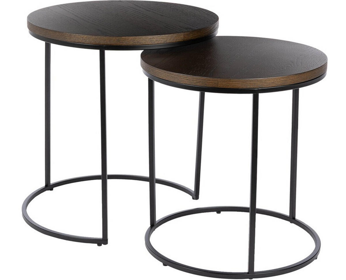 SIDOBORD SET i trä, metall 45/50/45/50/49/54 cm  - brun/svart, Design, metall/trä (45/50/45/50/49/54cm) - Best Price