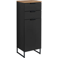 MIDISCHRANK 38/106/32 cm  - Eichefarben/Schwarz, KONVENTIONELL, Holzwerkstoff/Metall (38/106/32cm) - home24