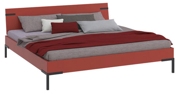 BETT 200/200 cm  in Rot, Koralle  - Koralle/Rot, Design, Holzwerkstoff/Metall (200/200cm) - Xora