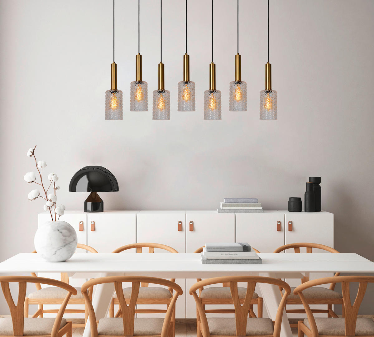 HÄNGELEUCHTE Coralie 132/25/150 cm   - Transparent, Design, Glas (132/25/150cm) - Lucide