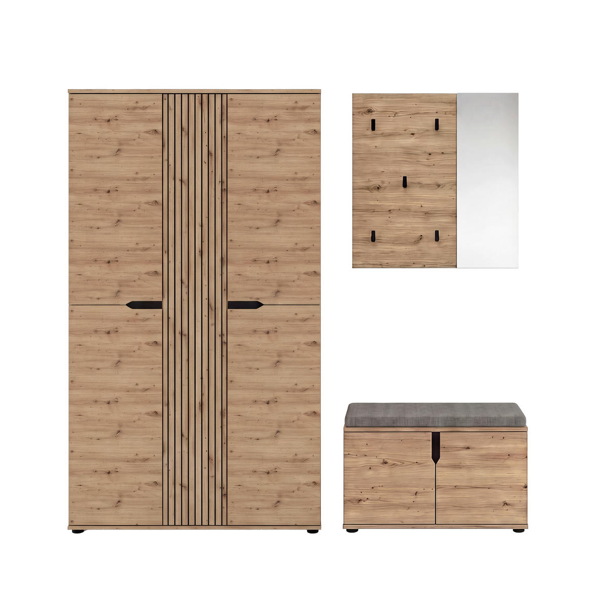 GARDEROBE 3-teilig  in 199/191/37 cm  - Eiche Artisan, Design, Holzwerkstoff (199/191/37cm) - MID.YOU
