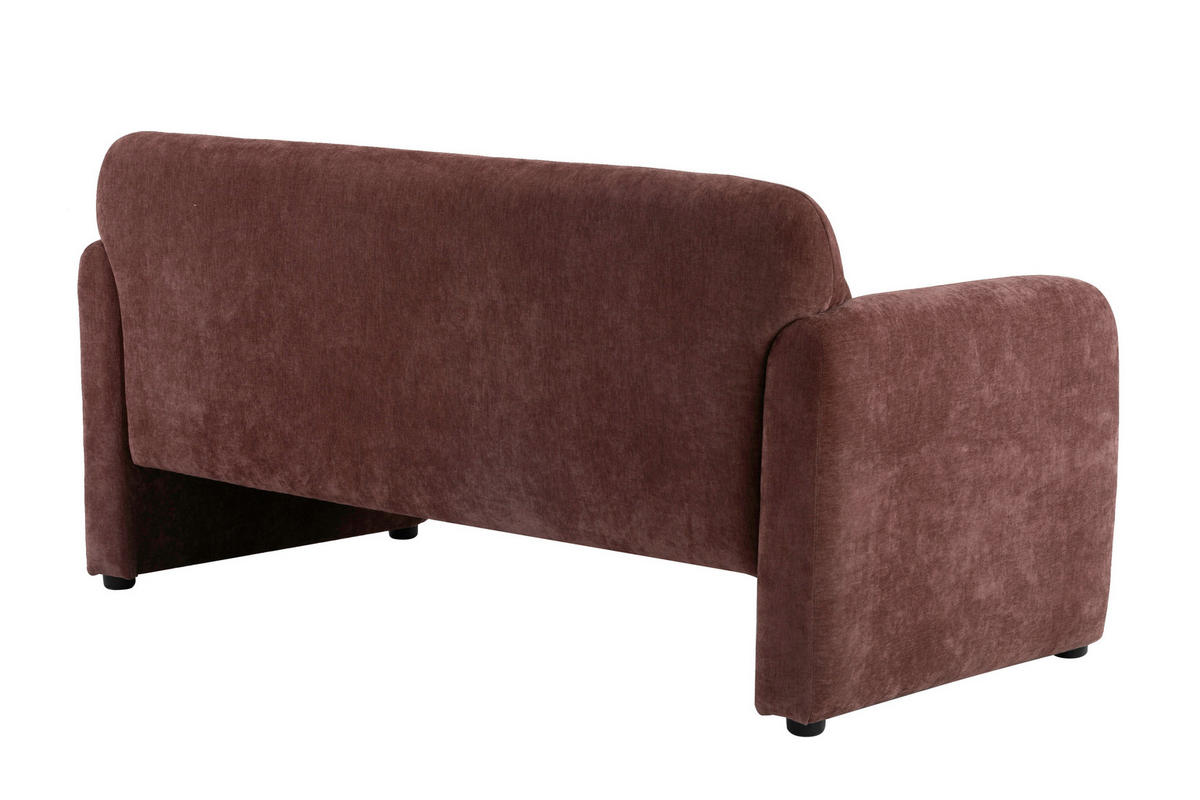 2-SITZER-SOFA MILA Samt Dunkelrot  - Schwarz/Dunkelrot, Design, Kunststoff/Textil (148/83/76cm) - MID.YOU