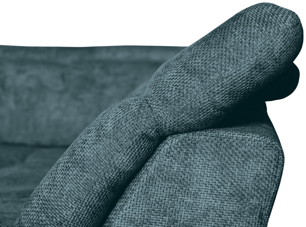 WOHNLANDSCHAFT Blau Struktur  - Blau/Schwarz, KONVENTIONELL, Textil/Metall (188/357/253cm) - Carryhome