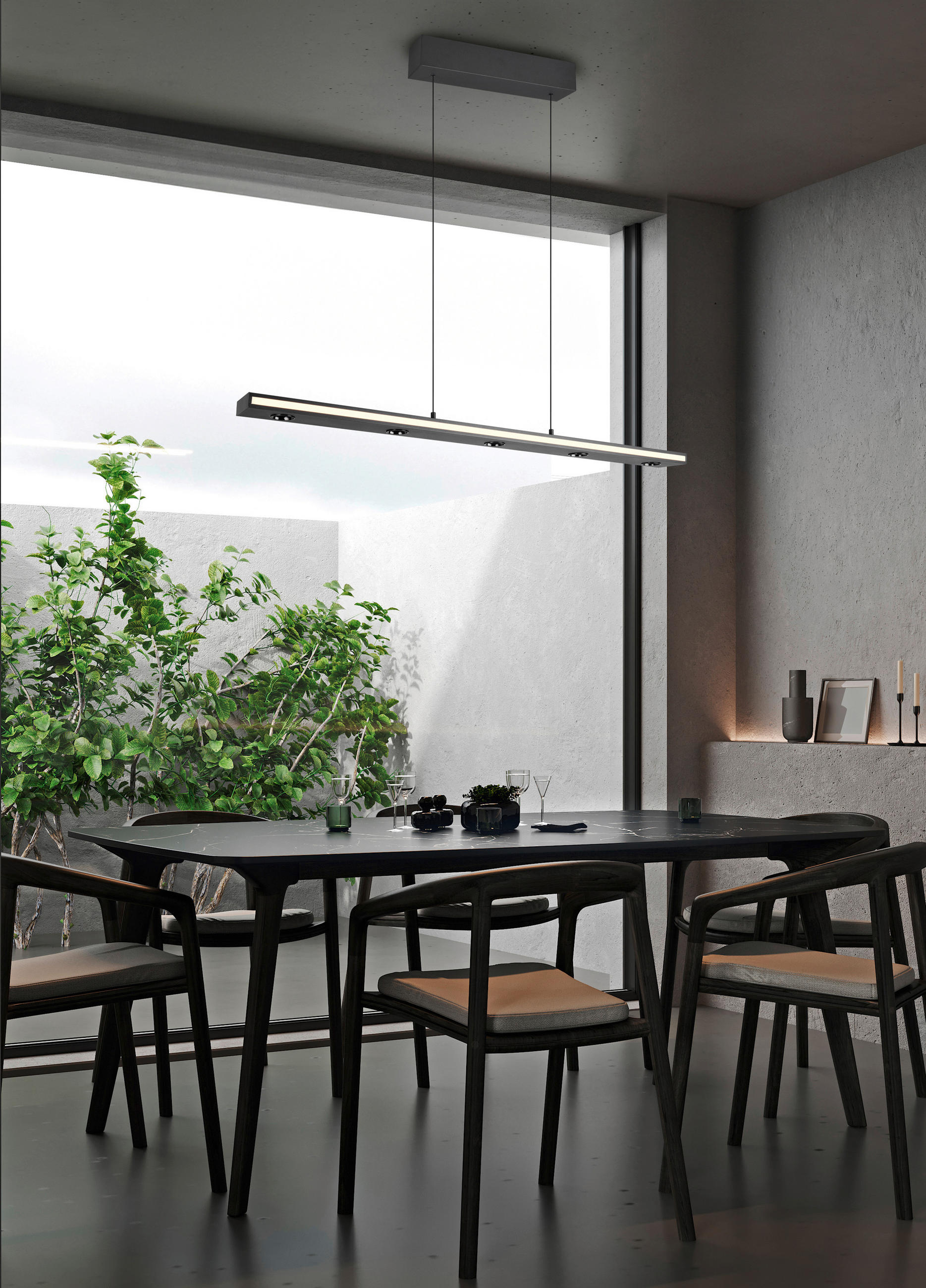 LED-PENDELLEUCHTE 109/9/200 cm   - Schwarz/Weiß, Design, Kunststoff/Metall (109/9/200cm) - Trio Leuchten