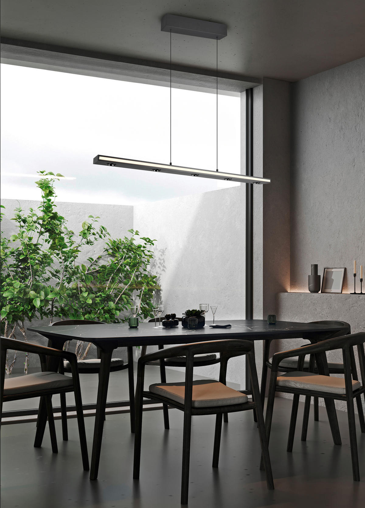 LED-PENDELLEUCHTE 109/9/200 cm    - Weiss/Schwarz, Design, Kunststoff/Metall (109/9/200cm) - Trio Leuchten