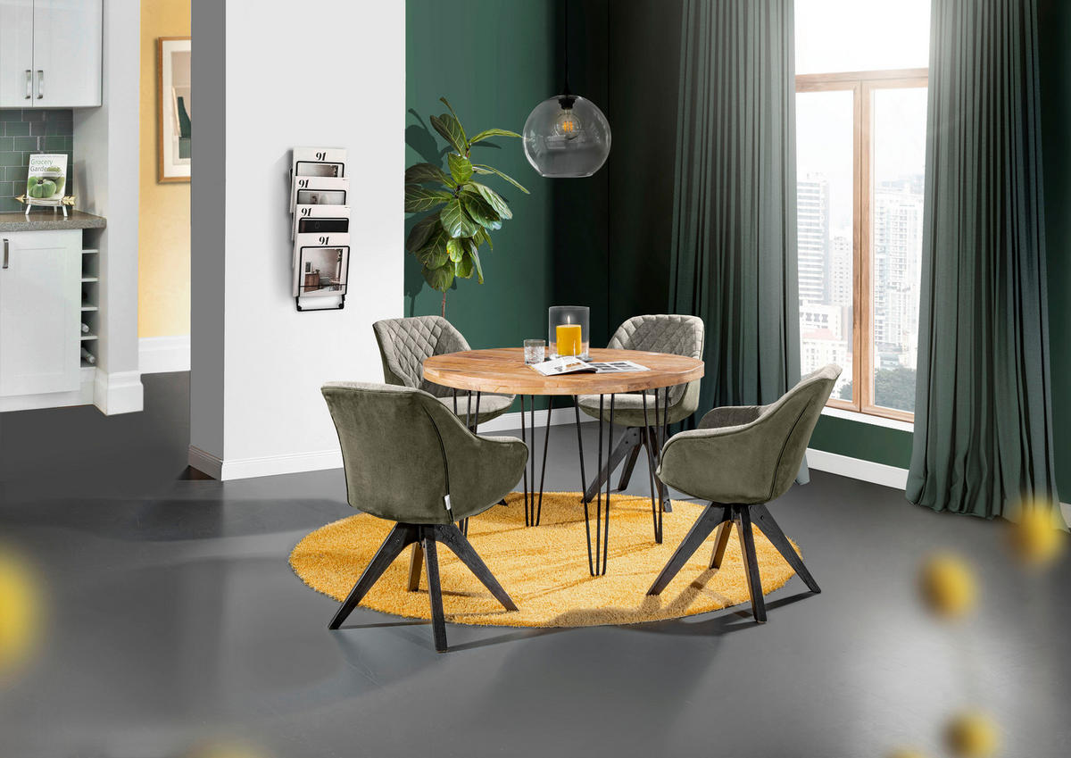 SCAUN CU BRAȚE in verde, negru  - verde/negru, Lifestyle, lemn/textil (60/83/65cm) - Landscape