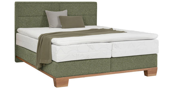 BOXSPRINGBETT 160/200 cm in Grün, Eichefarben - Eichefarben/Grün, Natur, Holz/Textil (160/200cm) - Valnatura