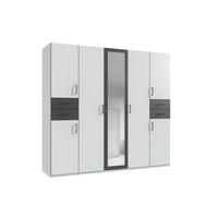 DREHTÜRENSCHRANK  in Graphitfarben, Weiß  - Schwarz/Graphitfarben, Basics, Glas/Holzwerkstoff (225/208/58cm) - P & B