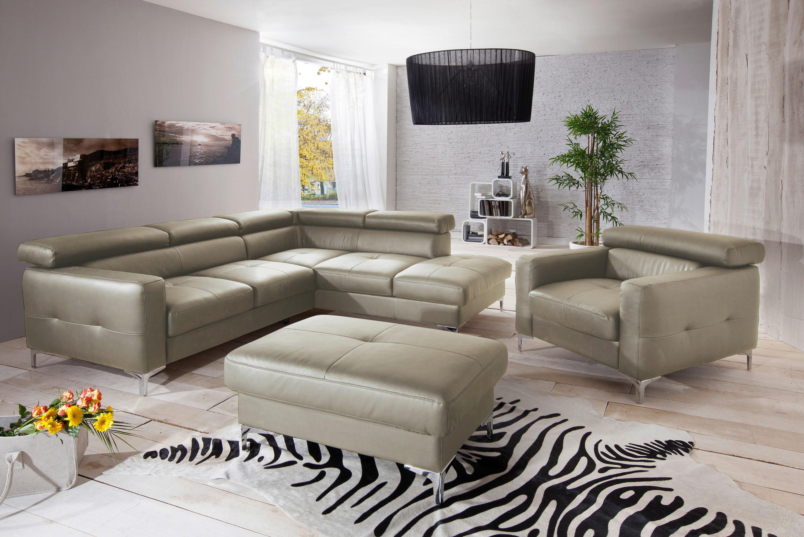 SESSEL in Echtleder Grau  - Chromfarben/Grau, Design, Leder/Metall (99/78-92/106cm) - Livetastic