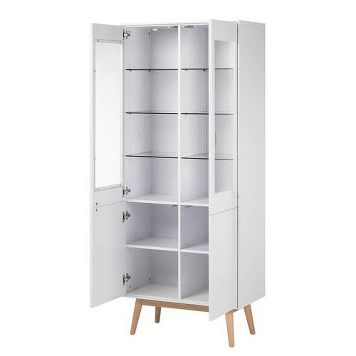 VITRINE in furniert Eiche Naturfarben, Weiss, Eichefarben  - Weiss/Eichefarben, Design, Glas/Holz (80/190/40cm) - home24