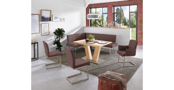 ECKBANK 137/231 cm  in Edelstahlfarben, Dunkelbraun  - Edelstahlfarben/Dunkelbraun, Design, Textil/Metall (137/231cm) - Dieter Knoll