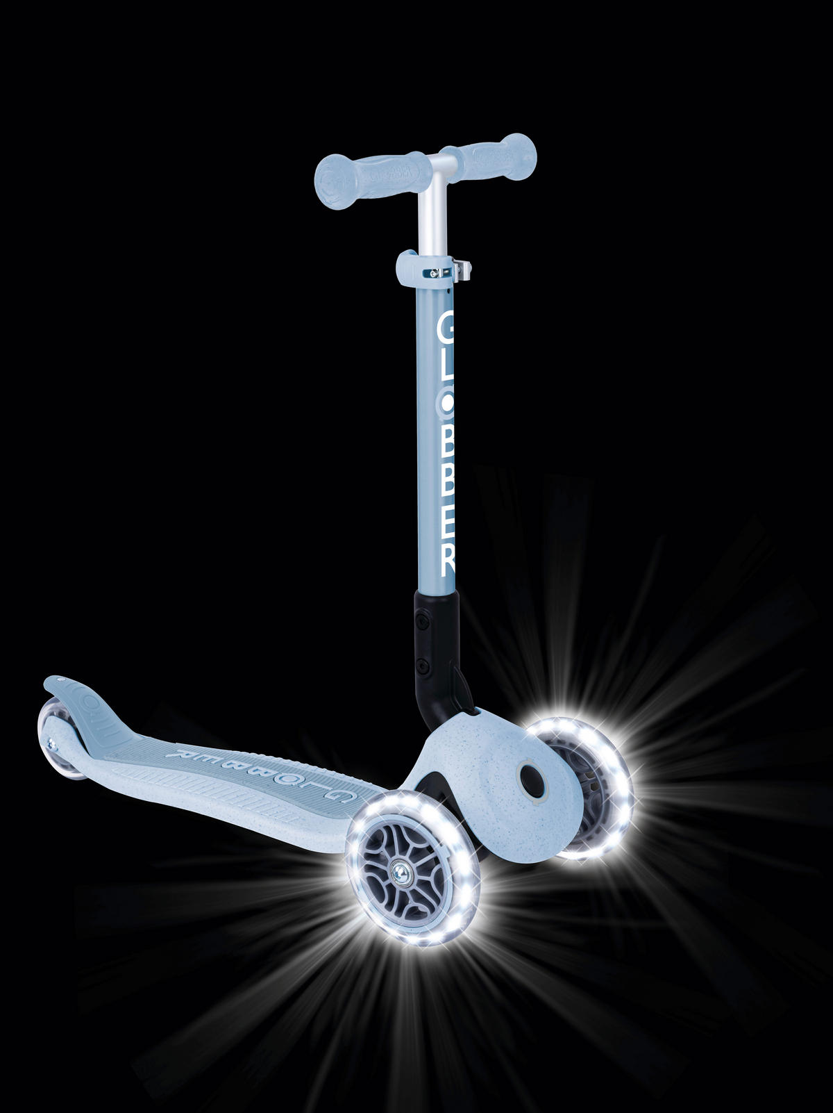 KINDERSCOOTER JUNIOR FOLDABLE LIGHTS ECO  - Pastellblau, Basics, Kunststoff (57.5/28/68cm) - GLOBBER