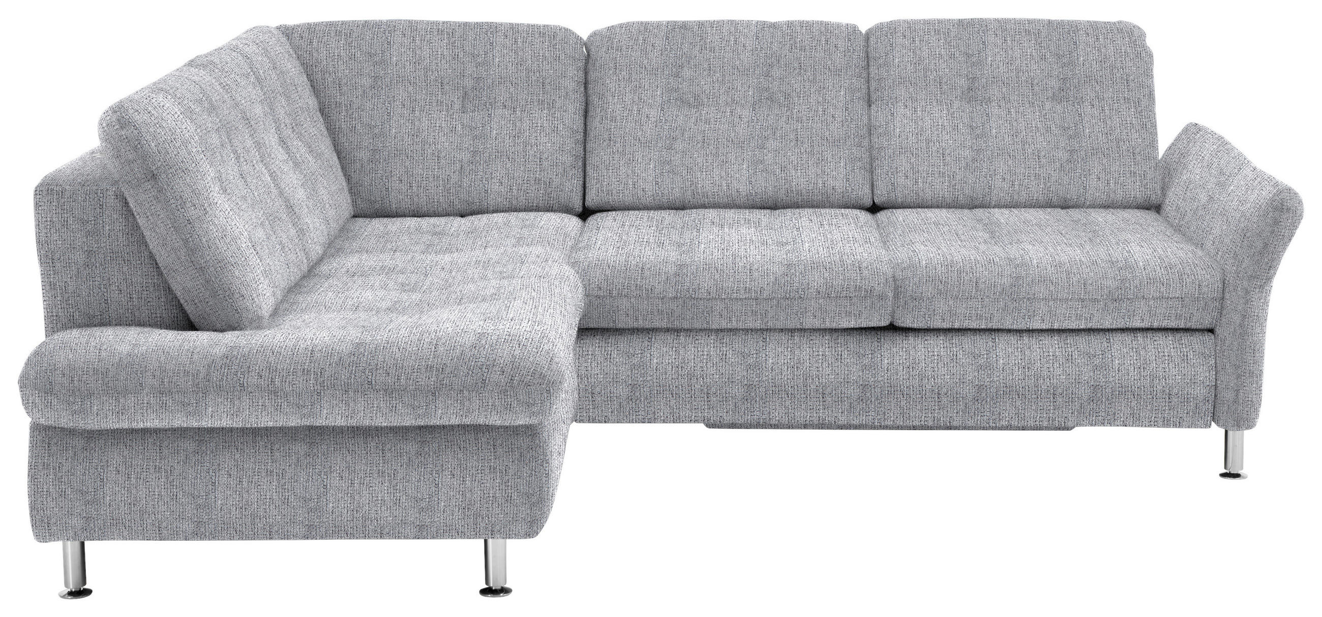 ECKSOFA in Webstoff Alufarben  - Chromfarben/Alufarben, Konventionell, Textil/Metall (210/242cm) - Beldomo Style