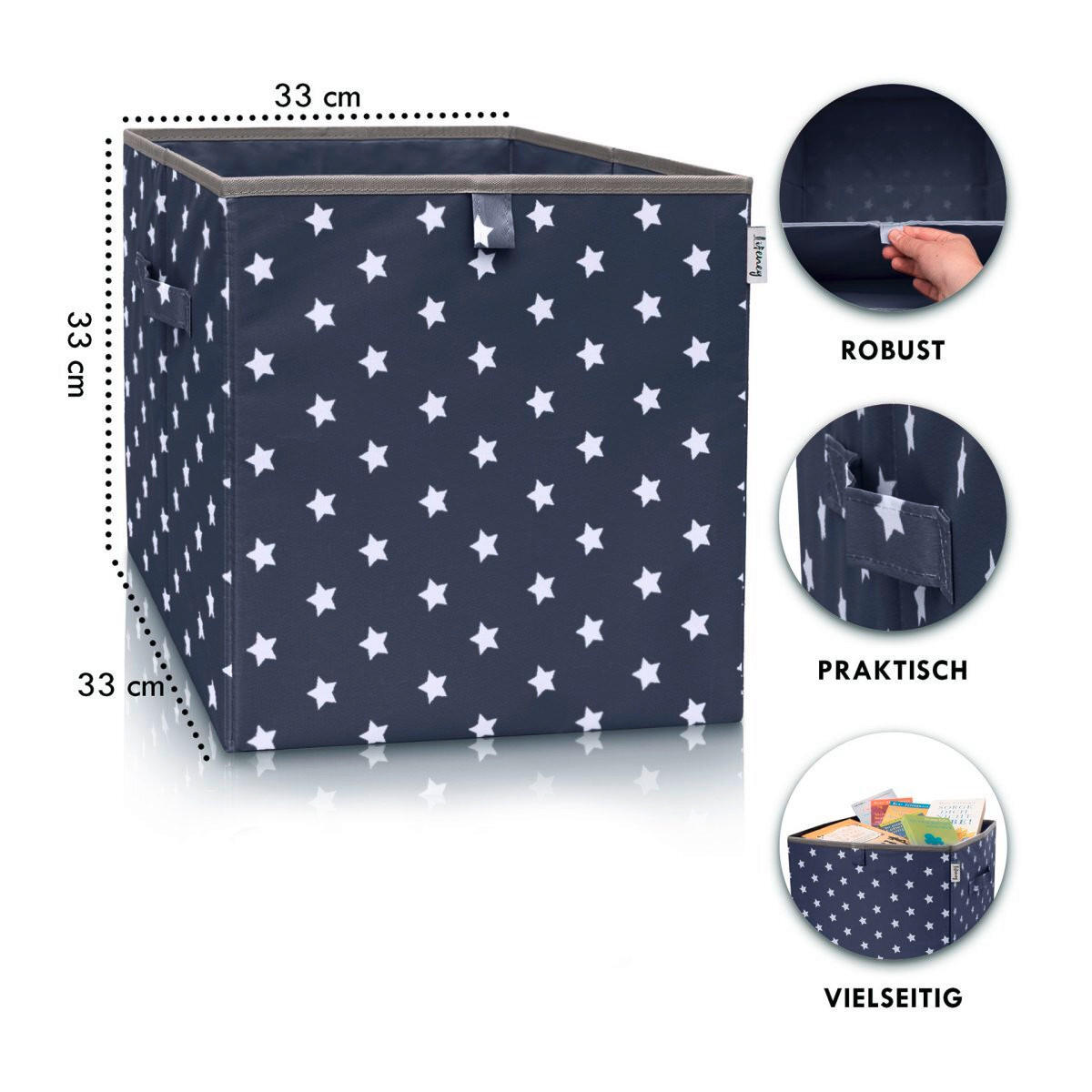 AUFBEWAHRUNGSBOX  - Dunkelblau, Basics, Kunststoff (33/33/33cm) - Lifeney