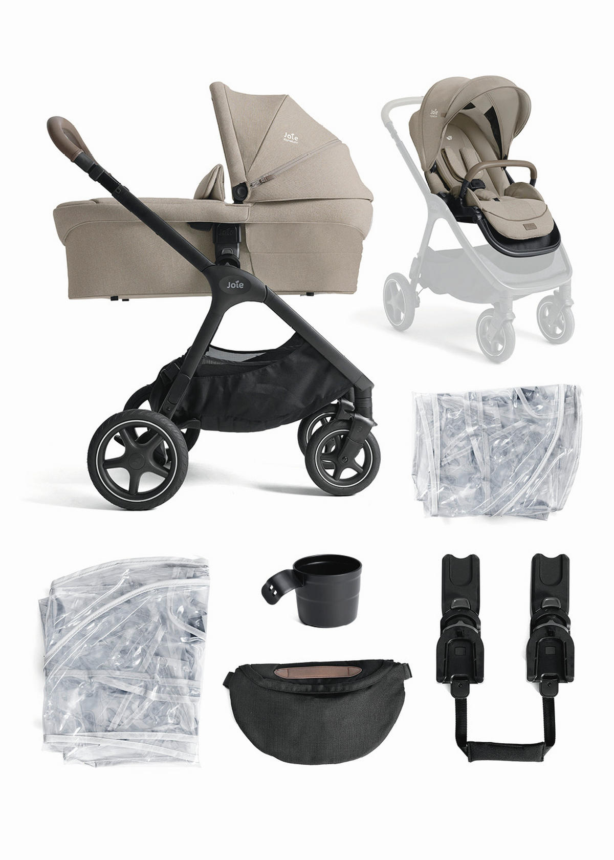 KINDERWAGENSET Finiti 2in1  - Sandfarben/Schwarz, Basics, Kunststoff/Metall (60/109/87cm) - JOIE SIGNATURE