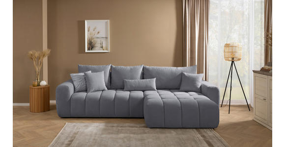 ECKSOFA Dunkelgrau Velours  - Dunkelgrau/Schwarz, KONVENTIONELL, Kunststoff/Textil (298/168cm) - Carryhome