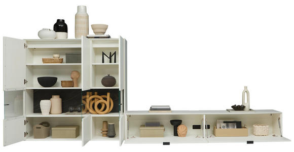 WOHNWAND in Weiß 348,8/171,9/37,1 cm - Schwarz/Weiß, Design, Glas/Keramik (348,8/171,9/37,1cm) - Dieter Knoll