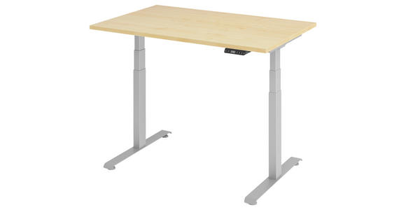 SCHREIBTISCH 120/80/64,5-129,5 cm Silberfarben, Ahornfarben höhenverstellbar  - Silberfarben/Ahornfarben, KONVENTIONELL, Holzwerkstoff/Metall (120/80/64,5-129,5cm) - Venda