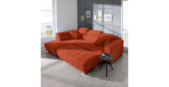 ECKSOFA in Mikrofaser Orange  - Chromfarben/Orange, Design, Textil/Metall (207/301cm) - Xora