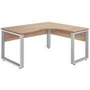 KOTNA PISALNA MIZA kovina, leseni material barve hrasta, srebrna - barve hrasta/srebrna, Design, kovina/leseni material (160/75/140cm) - VOLEO
