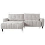 ECKSOFA Ecru Chenille  - Ecru/Schwarz, KONVENTIONELL, Holz/Textil (180/266cm) - Carryhome