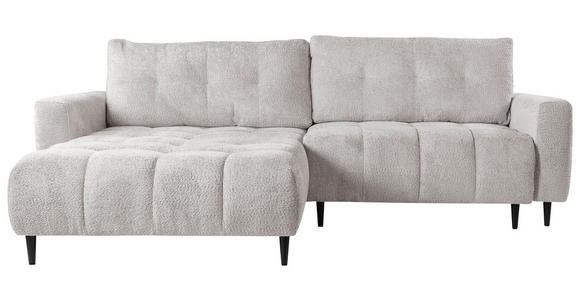 ECKSOFA Ecru Chenille  - Ecru/Schwarz, KONVENTIONELL, Holz/Textil (180/266cm) - Carryhome