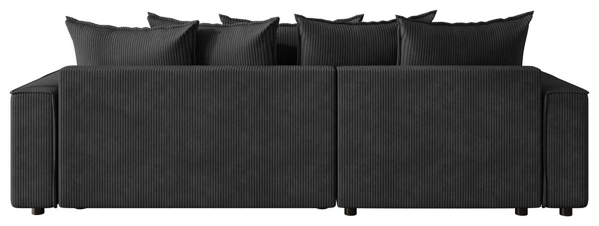 ECKSOFA Anthrazit Cord Zierkissen, Rückenkissen, Bettkasten, Schlaffunktion, Rücken echt, Stauraum, Liegefläche im Originalstoff  - Anthrazit/Schwarz, MODERN, Kunststoff/Textil (190/280cm) - Xora