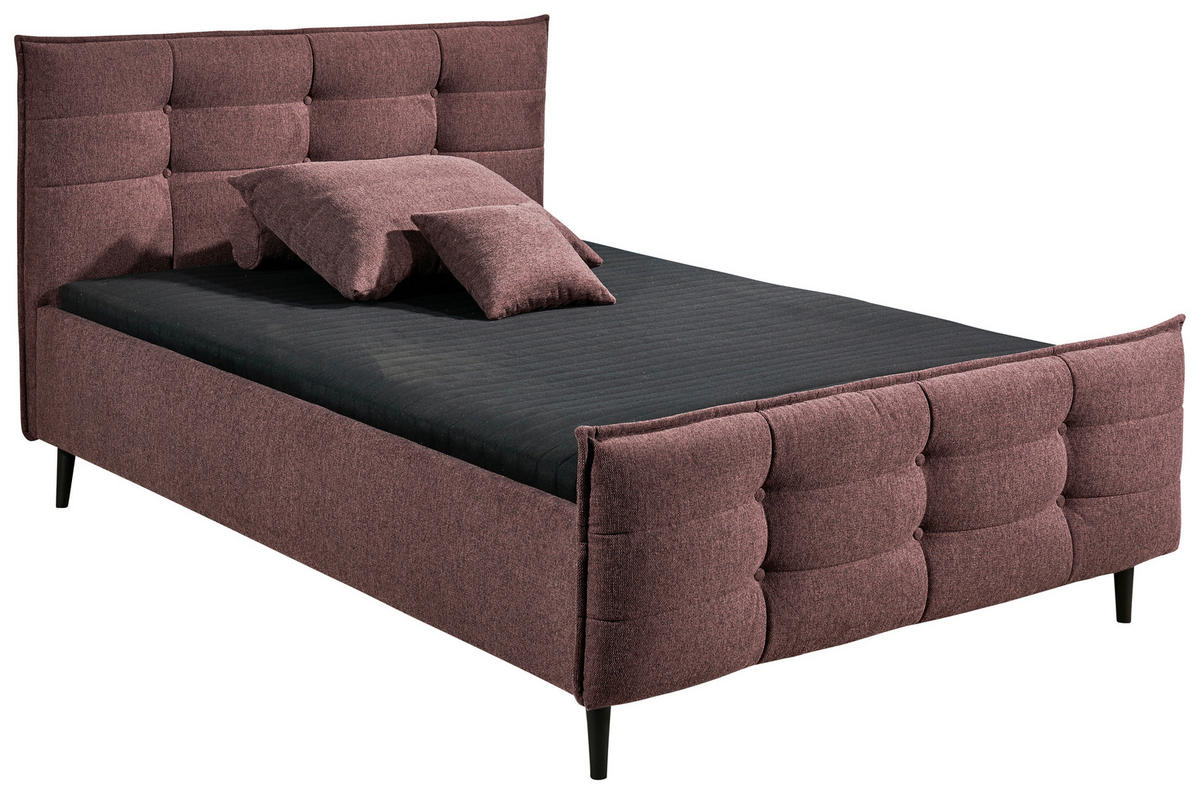 STOPPAD SÄNG 140/200 cm  i aubergine  - aubergine, Basics, trämaterial/trä (140/200cm) - MID.YOU