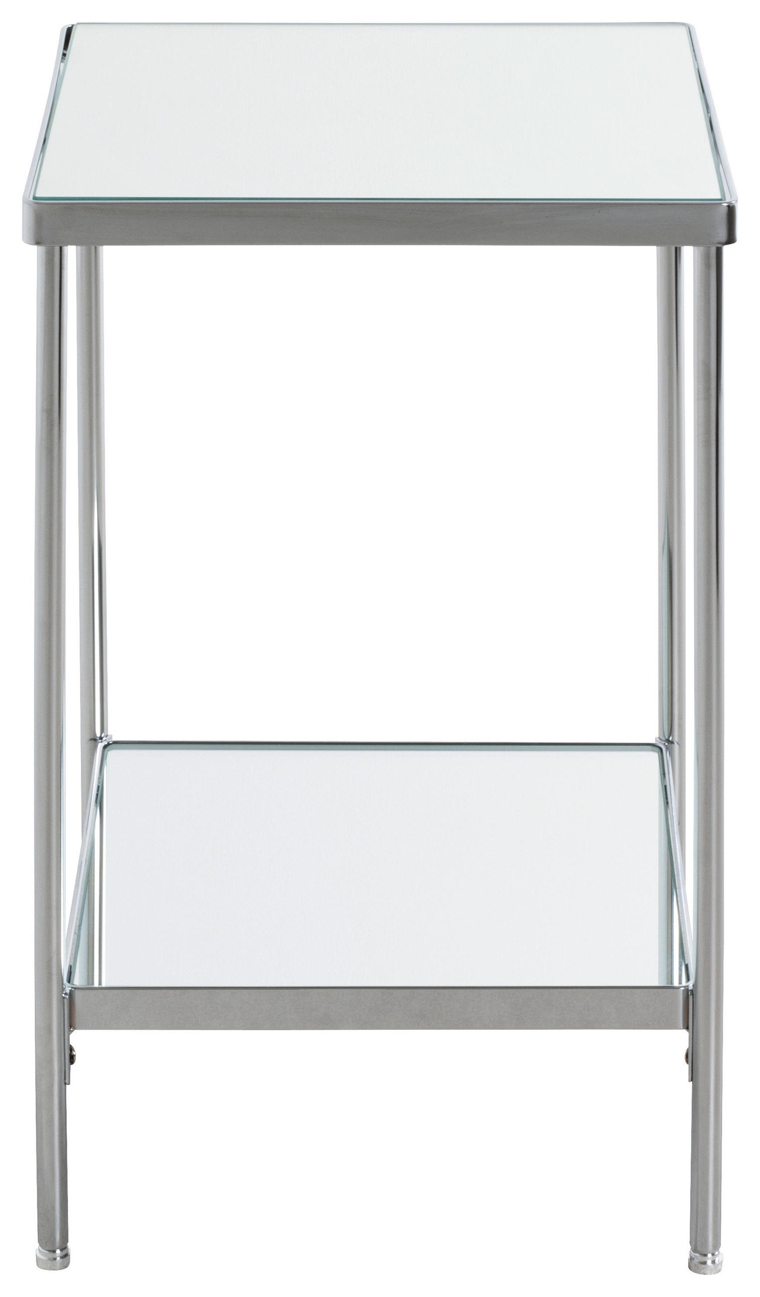 BEISTELLTISCH 28/28/46 cm Chromfarben quadratisch  - Chromfarben, Trend, Glas/Metall (28/28/46cm)