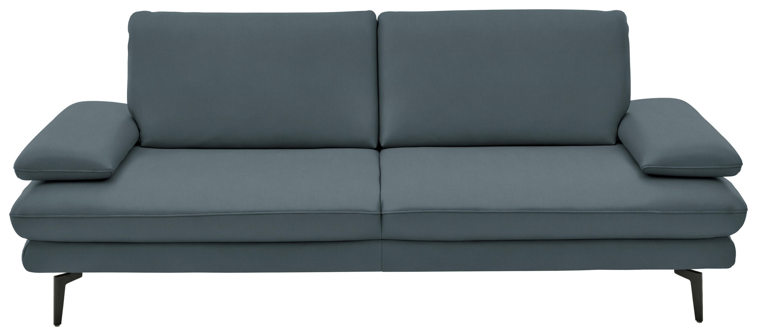 3-SITZER-SOFA in Echtleder Grau  - Schwarz/Grau, Design, Leder/Metall (222/86/104cm) - Dieter Knoll