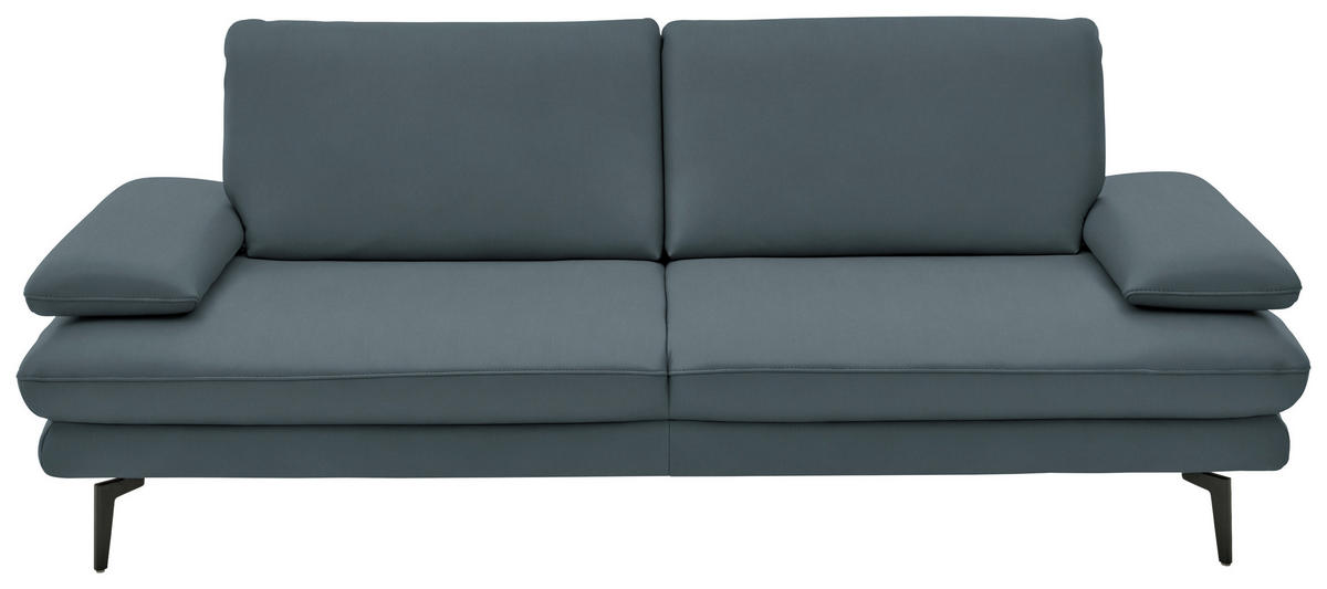 3-SITZER-SOFA in Echtleder Grau  - Schwarz/Grau, Design, Leder/Metall (222/86/104cm) - Dieter Knoll