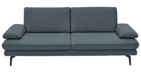 3-SITZER-SOFA  in Echtleder Grau  - Schwarz/Grau, Design, Leder/Metall (222/86/104cm) - Dieter Knoll