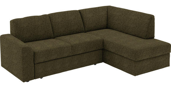 ECKSOFA in Webstoff Olivgrün  224/165 cm  - Schwarz/Olivgrün, KONVENTIONELL, Kunststoff/Textil (224/165cm) - Xora