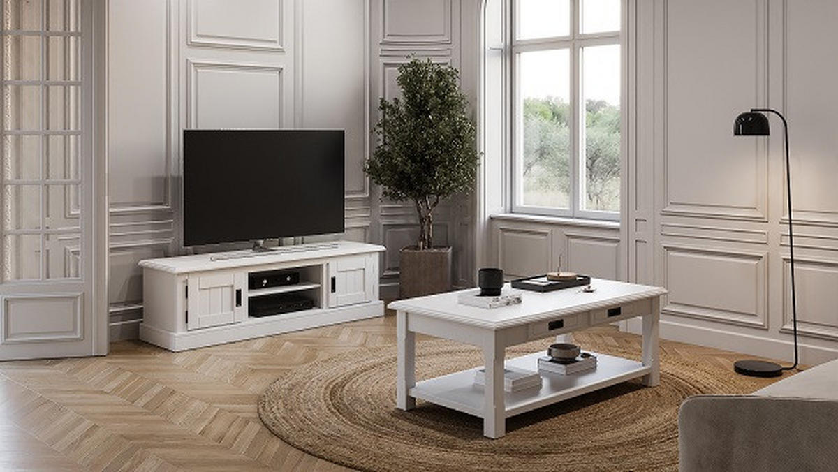 TV-SZEKRÉNY 140/42/40 cm  - fekete/fehér, Design, faalapú anyag/fém (140/42/40cm) - Livetastic