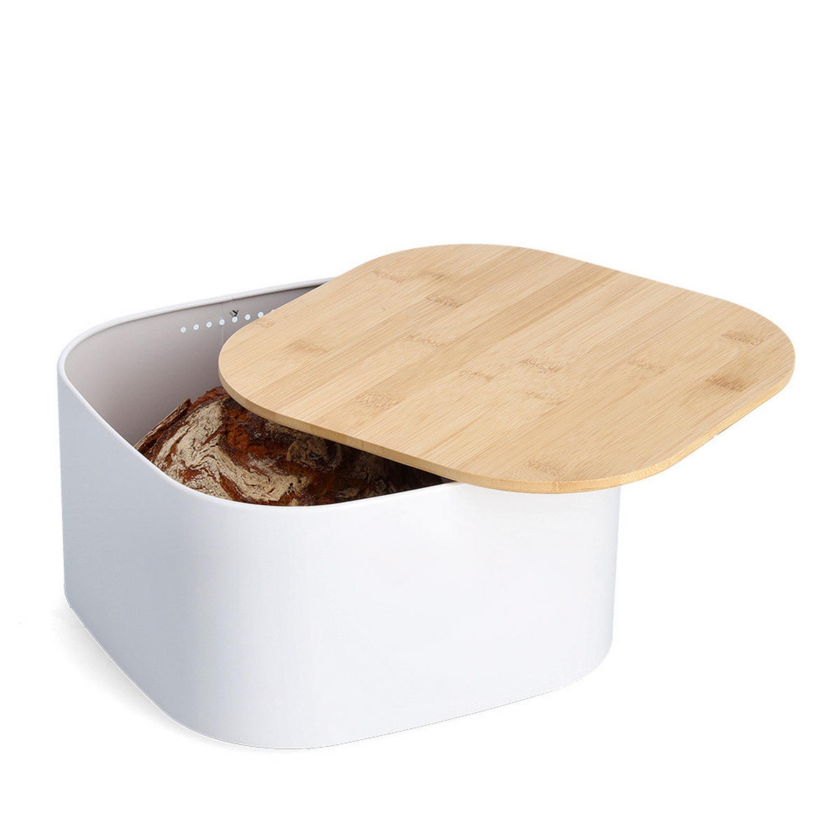 BROTKASTEN - Weiß, Basics, Holz/Metall (27/27/15cm) - Zeller Present