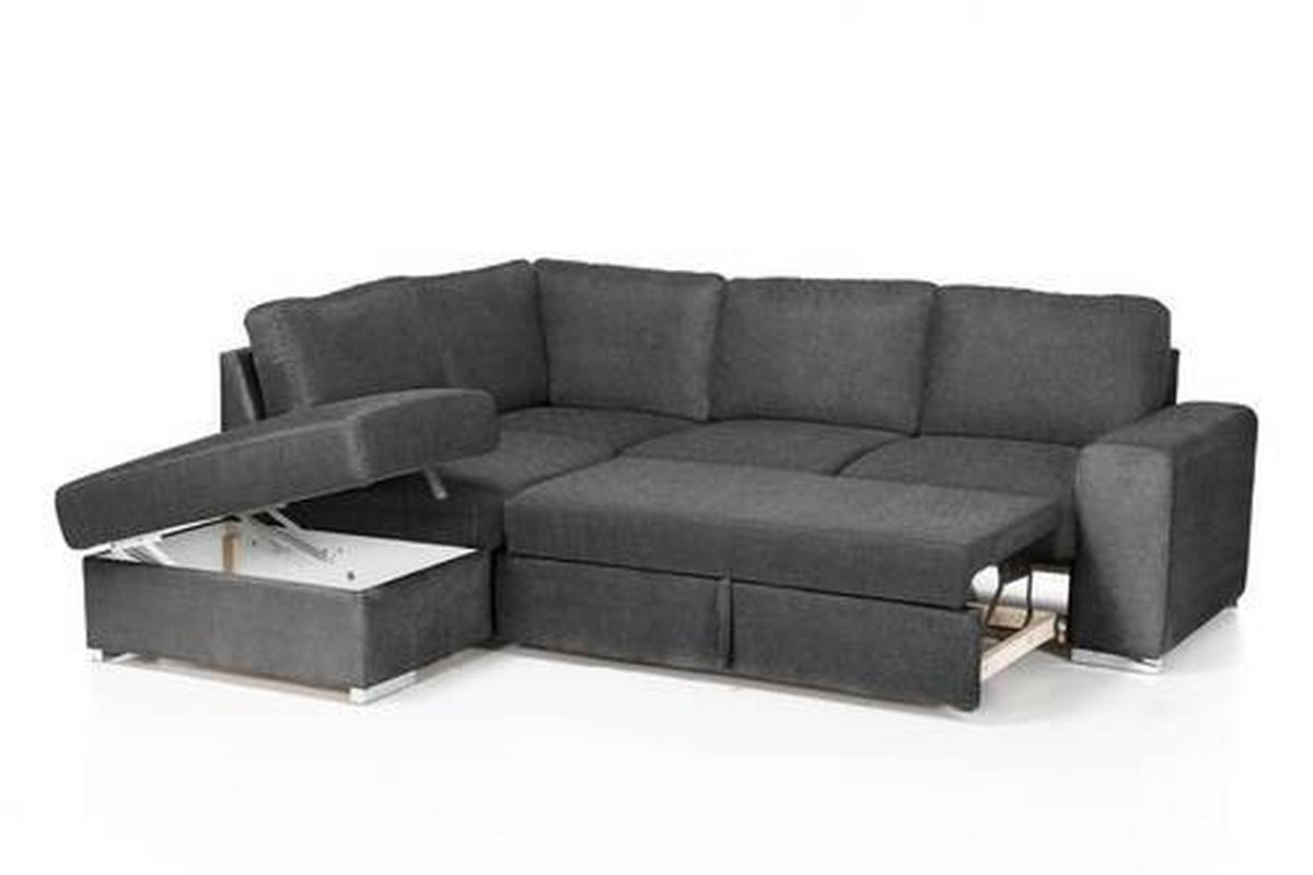 ECKSOFA in Mikrofaser Dunkelgrau  - Chromfarben/Dunkelgrau, Konventionell, Textil/Metall (213/248cm) - MID.YOU