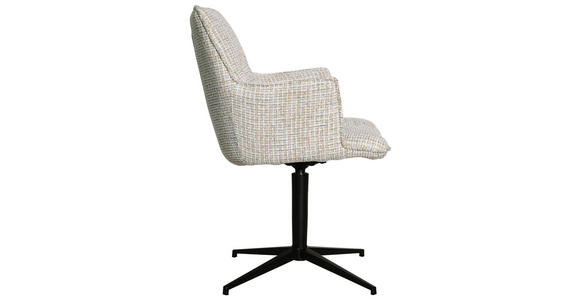 ARMLEHNSTUHL in Eisen Chenille - Beige/Schwarz, MODERN, Textil/Metall (59,5/87,5/62,5cm) - Novel