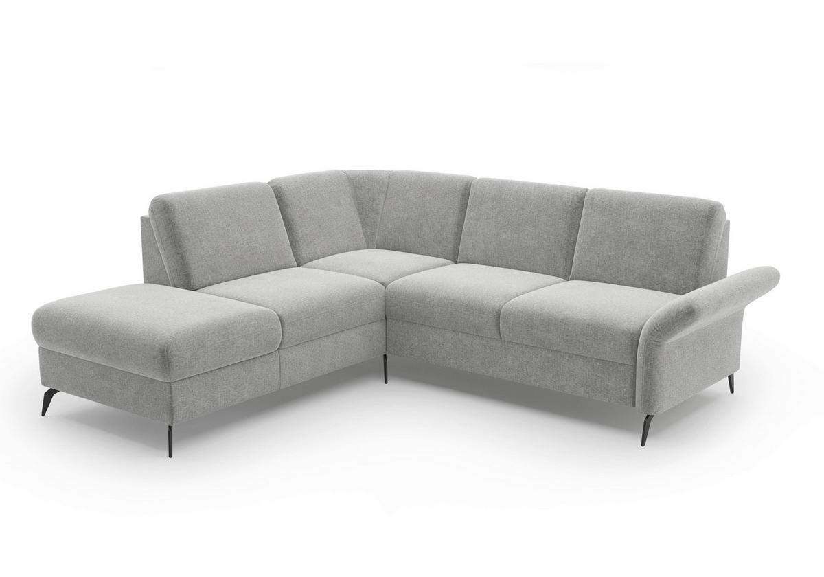 ECKSOFA ROCHELLE E Hellgrau Flachgewebe  - Hellgrau/Schwarz, KONVENTIONELL, Textil/Metall (216/240cm) - Sit & More