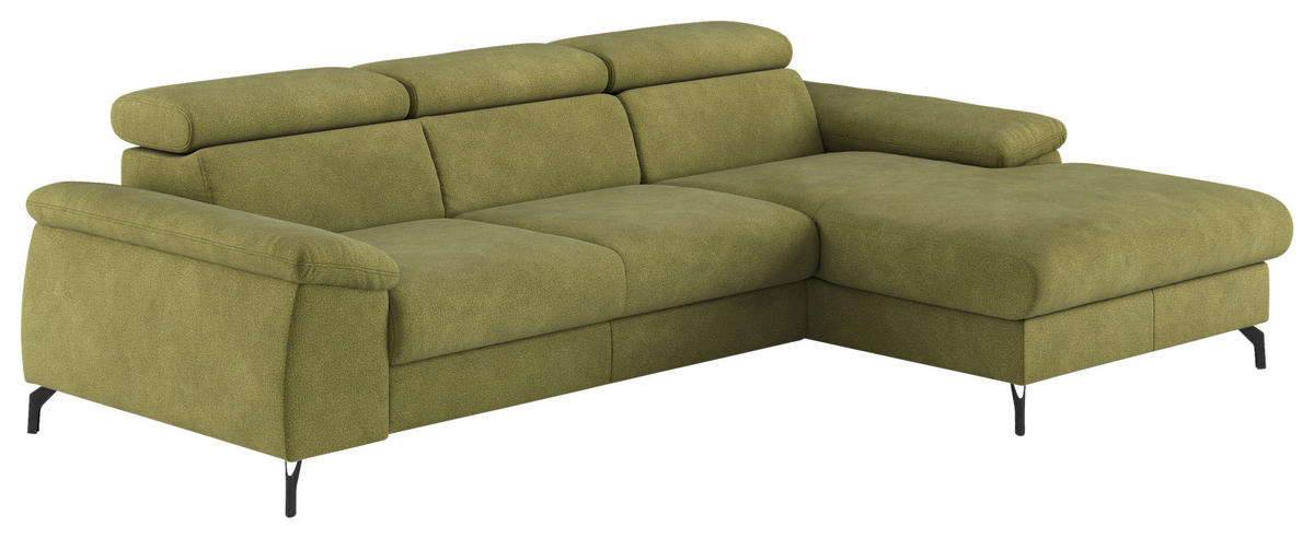 ECKSOFA in Webstoff Grün  - Schwarz/Grün, Design, Textil/Metall (244/166cm) - Livetastic